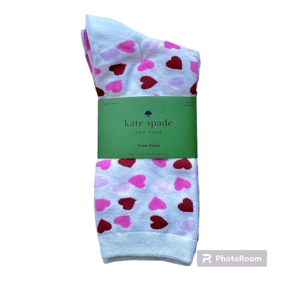kate spade Accessories - LAST ONE‼️Kate Spade Valentine Hearts 3 Pack Crew Socks Hearts